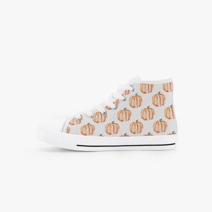 Unisex Watercolor Pumpkins Kid’s High-Top Canvas Shoes