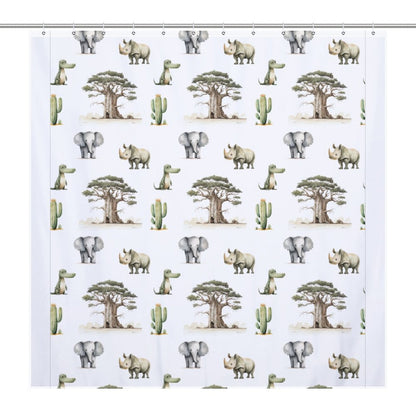 Lightweight Shower Curtain-Watercolor Safari