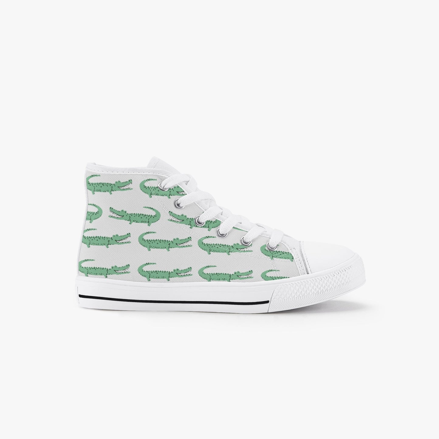 Boys Crocodile Green Kid’s High-Top Canvas Shoes