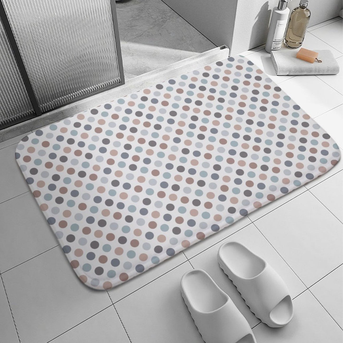 Plush Bathroom Mat- Neutral Dots