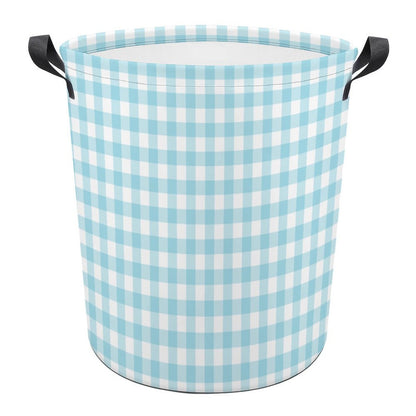 Collapsible Laundry Hamper- Spring Plaid Aqua