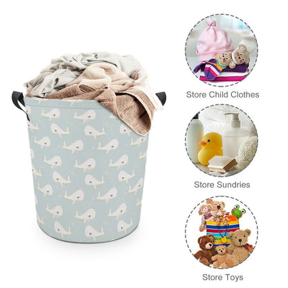 Collapsible Laundry Hamper- Beach Baby Whales