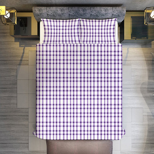 3-Piece Duvet Set-90"x90" Full/Queen Tiger Purple Plaid