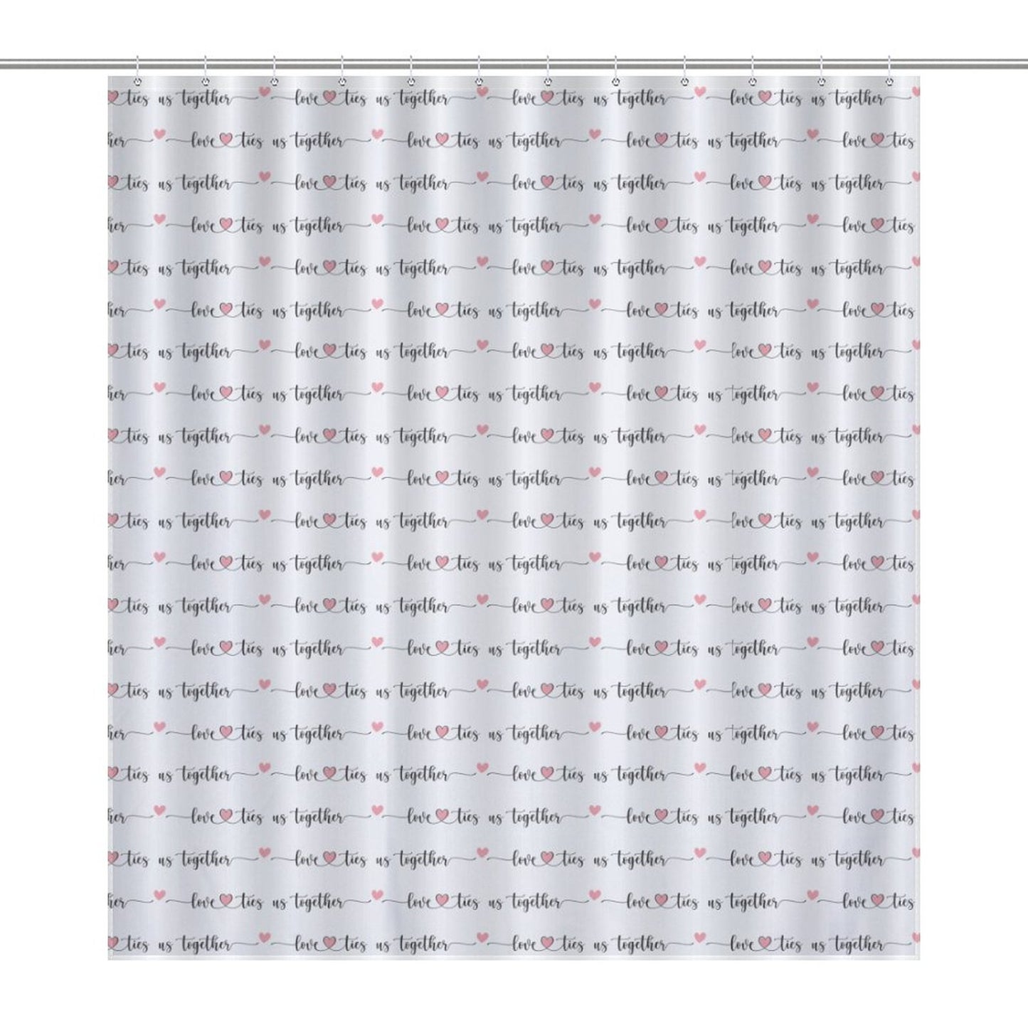 Lightweight Shower Curtain- Valentine's Love Ties