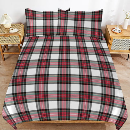 Christmas Tartan Plaid 3-Piece Bedding Set-90"x90" Full/Queen Plaid Duvet Cover