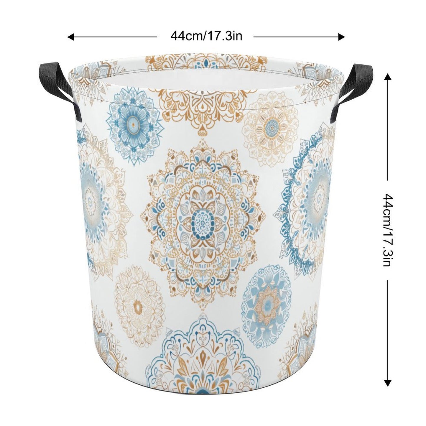 Collapsible Laundry Hamper- Boho Fun Blue Gold