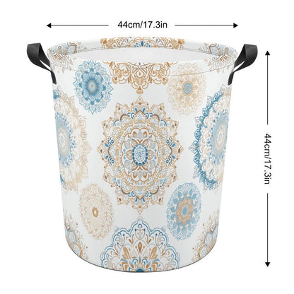 Collapsible Laundry Hamper- Boho Fun Blue Gold