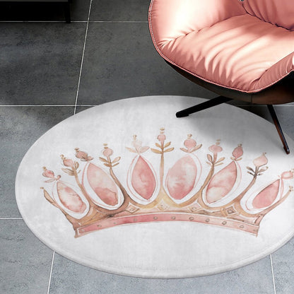 Round Bath Mat- Watercolor Princess Crown