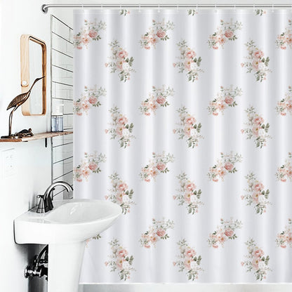 Lightweight Shower Curtain- Elegant Coral Floral