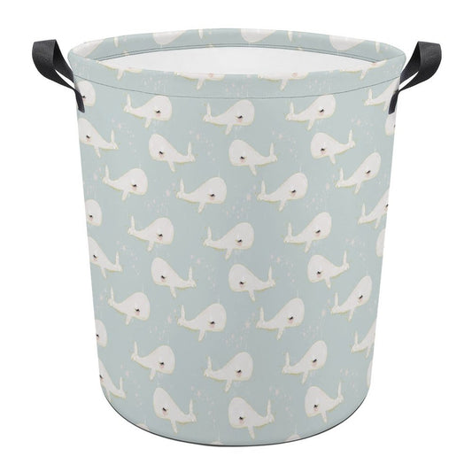 Collapsible Laundry Hamper- Beach Baby Whales