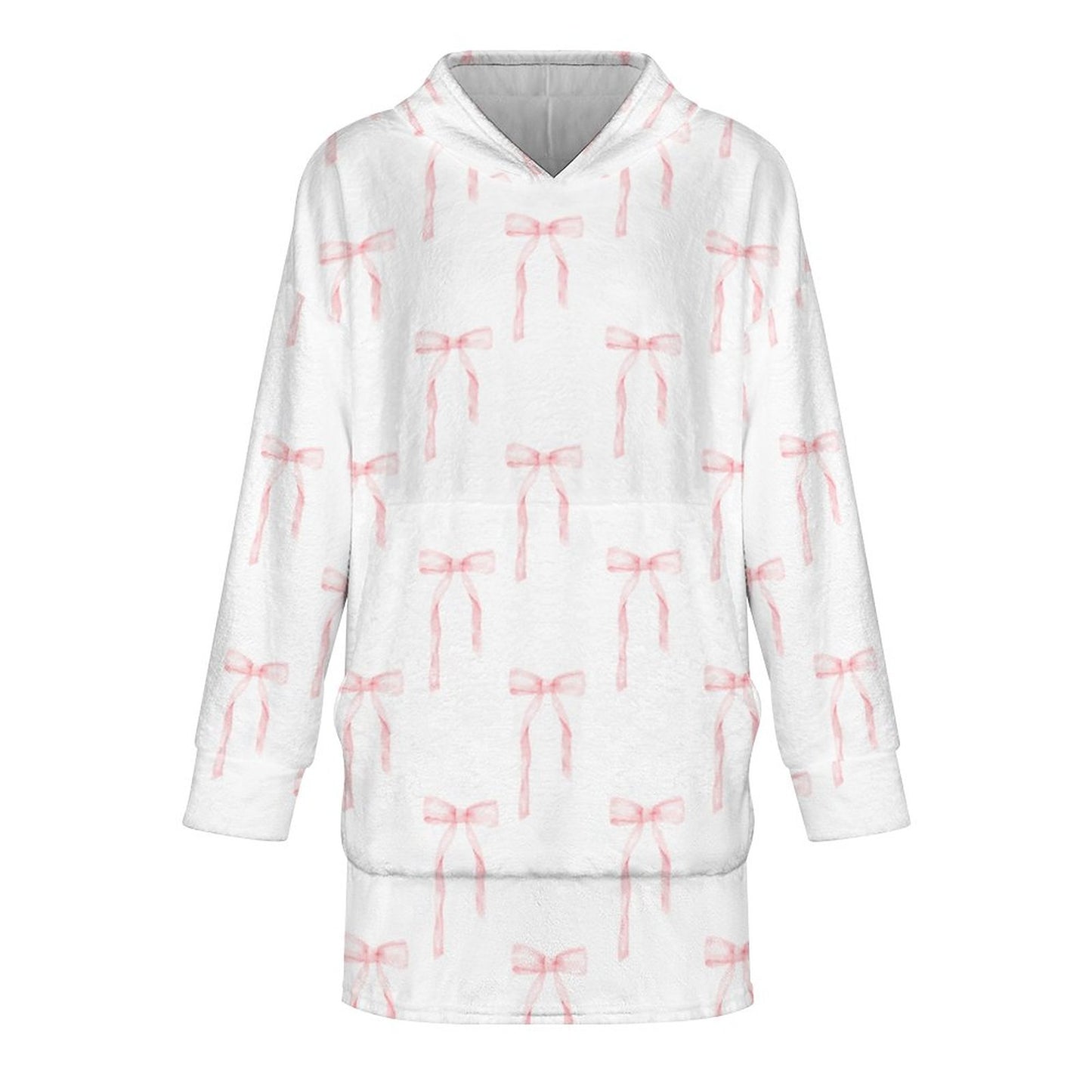 Oversized Soft Wearable Blanket Watercolor Coquette Pink Bows