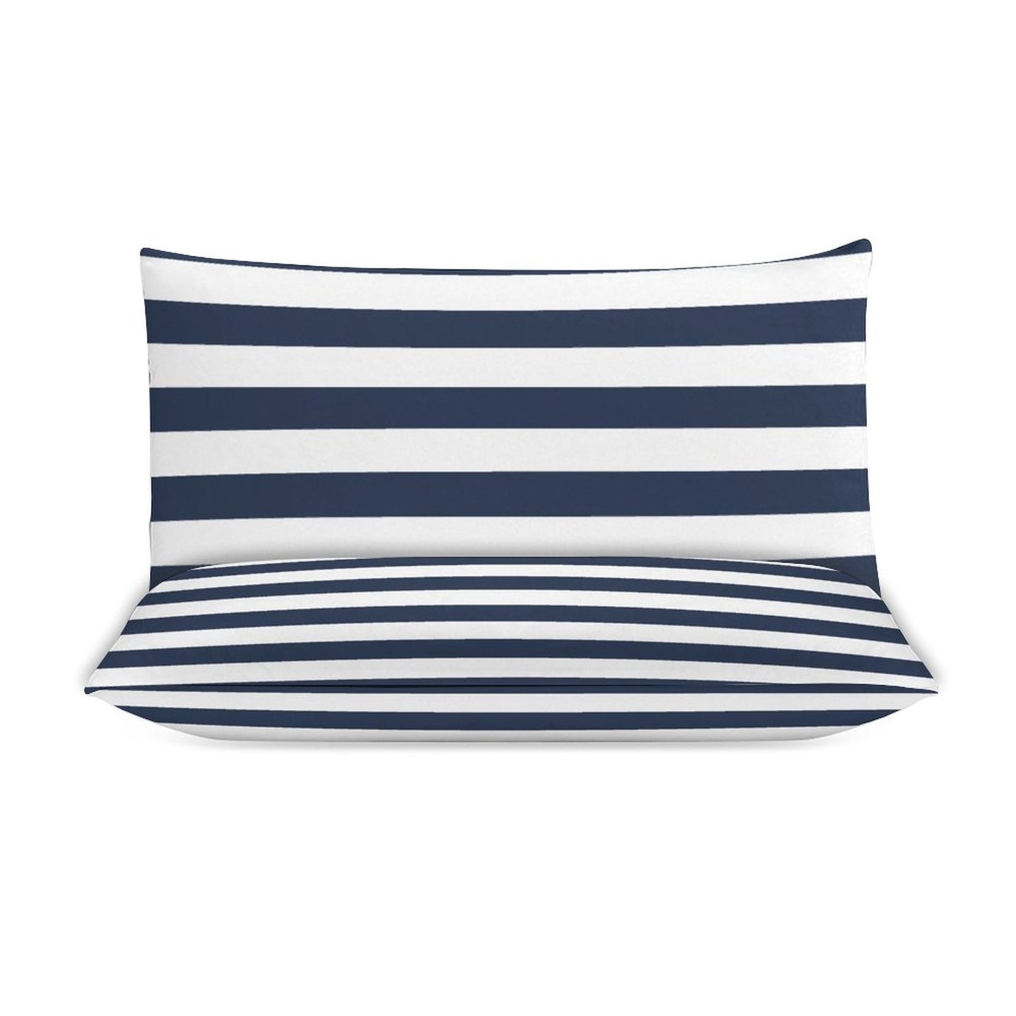 Nautical Navy Stripe 3-Piece Bedding Set-90"x90" Full, Queen Boys Nautical Striped Duvet Cover Set