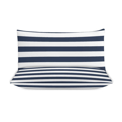 Nautical Navy Stripe 3-Piece Bedding Set-90"x90" Full, Queen Boys Nautical Striped Duvet Cover Set