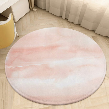 Round Plush Bath Mat- Morning Stories Coral