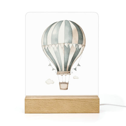 Watercolor Balloon Acrylic Night Light with Wooden Base