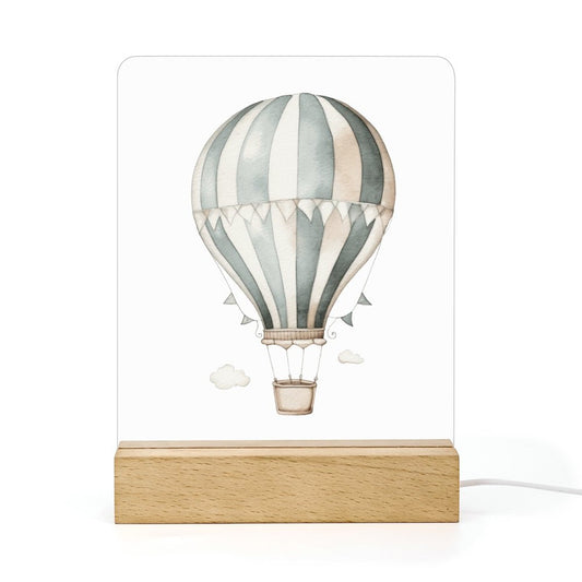 Watercolor Balloon Acrylic Night Light with Wooden Base