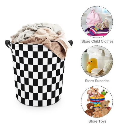 Collapsible Laundry Hamper- Black and White Checkerboard