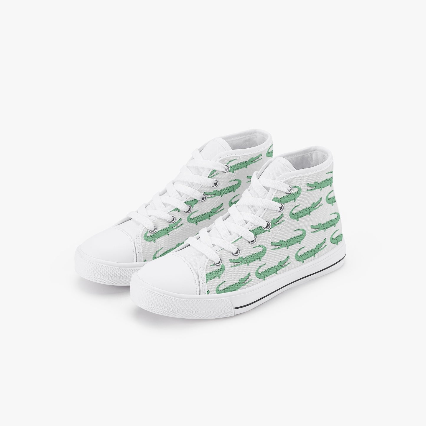 Boys Crocodile Green Kid’s High-Top Canvas Shoes