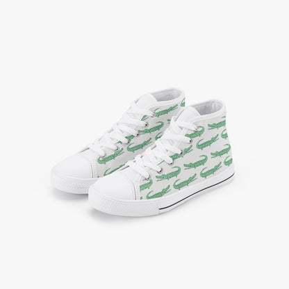 Boys Crocodile Green Kid’s High-Top Canvas Shoes