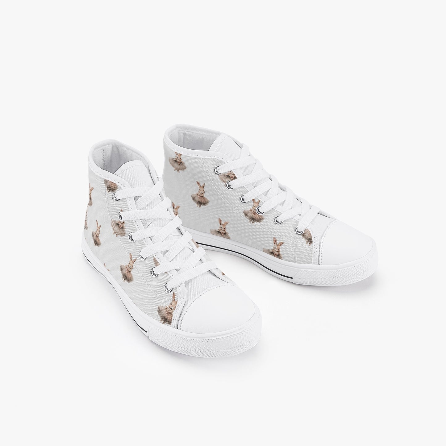 Girls Ballerina Bunnies Kid’s High-Top Canvas Shoes