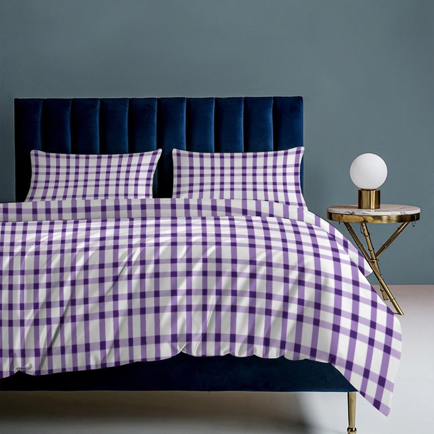 3-Piece Duvet Set-90"x90" Full/Queen Tiger Purple Plaid