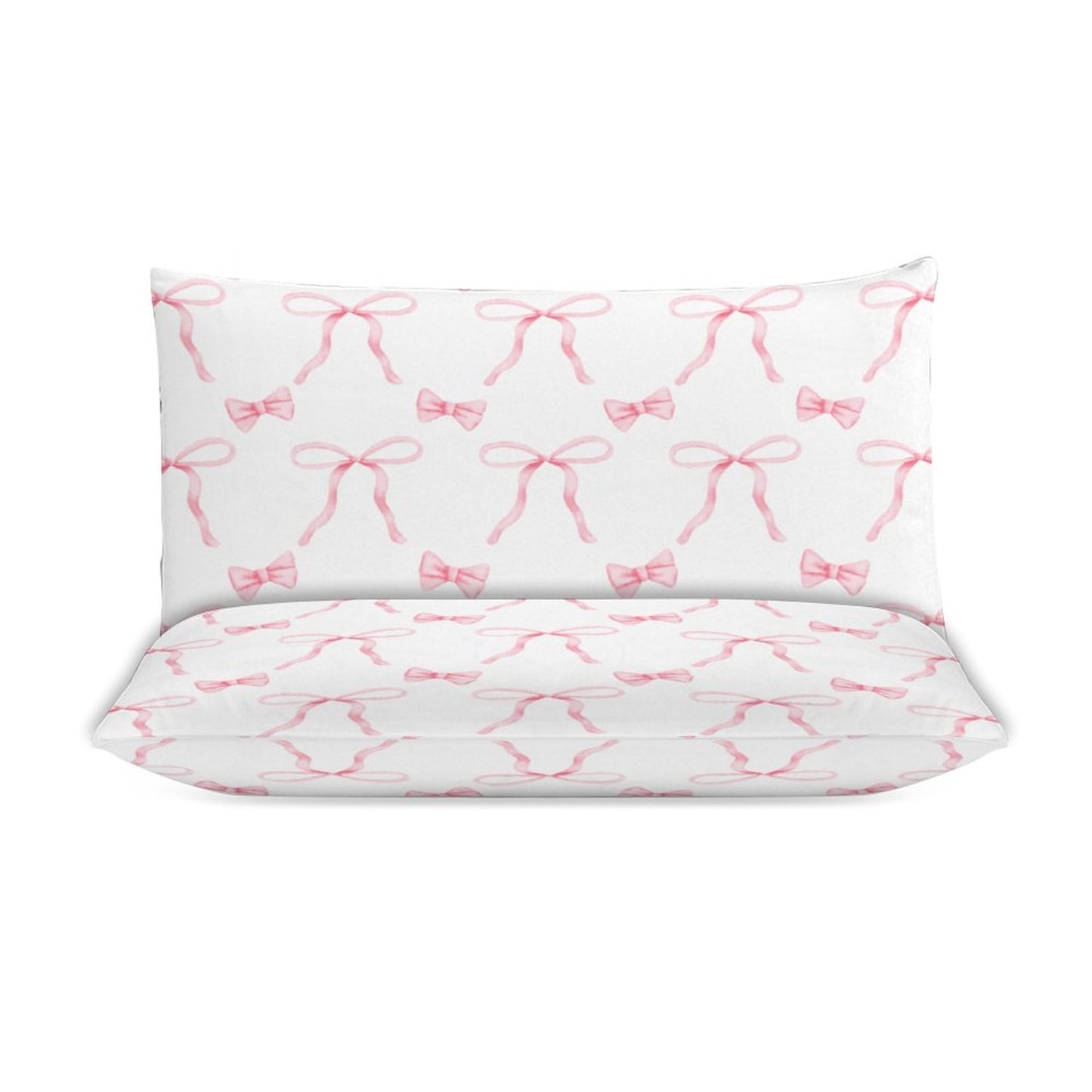 Coquette Duvet Bedding Set-90"x90" Full-Queen Watercolor Coquette Pink Bow Duvet