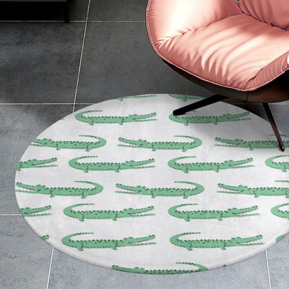 Round Plush Bath Mat- Preppy Crocodile