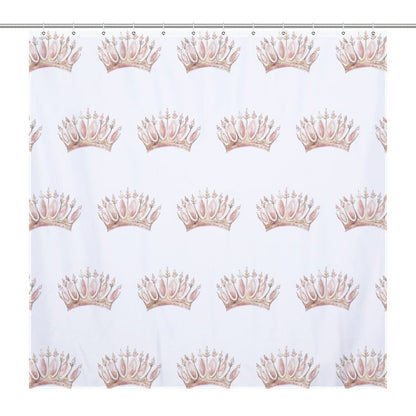 Lightweight Shower Curtain-Pink Princess Crowns