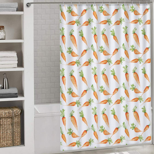 Lightweight Shower Curtain- Watercolor Carrots