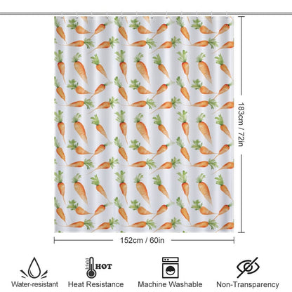 Lightweight Shower Curtain- Watercolor Carrots