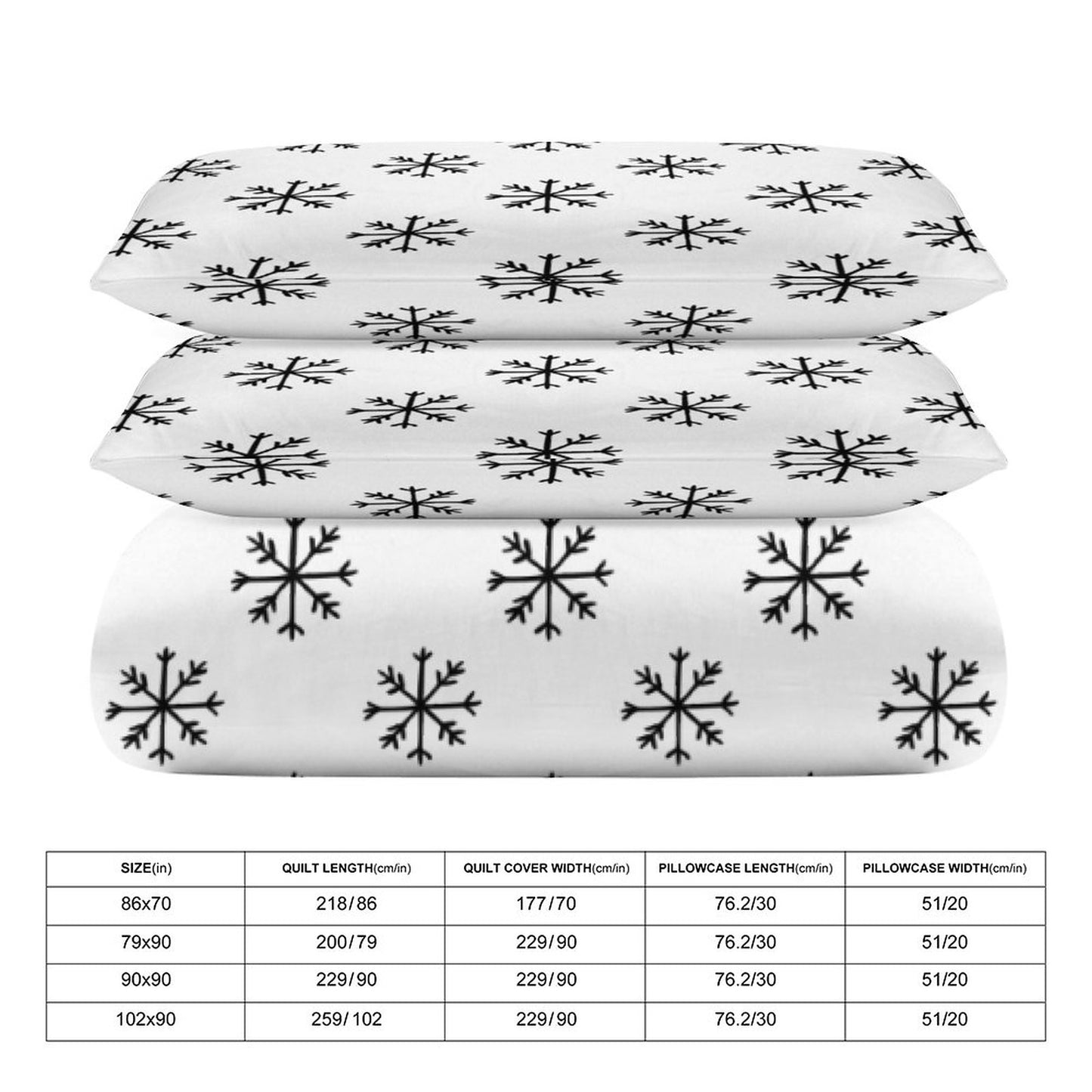 Minimalist Snowflakes 3-Piece Bedding Set-86"×70" Twin, Reversible Seasonal Duvet Cover Set