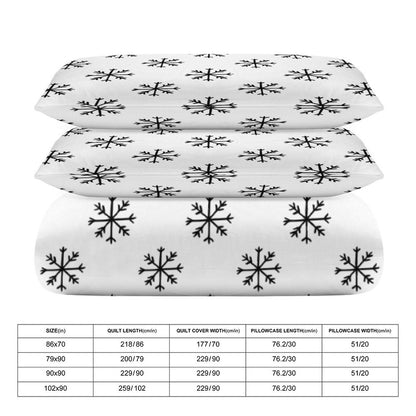 Minimalist Snowflakes 3-Piece Bedding Set-86"×70" Twin, Reversible Seasonal Duvet Cover Set