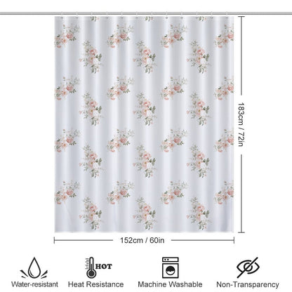 Lightweight Shower Curtain- Elegant Coral Floral