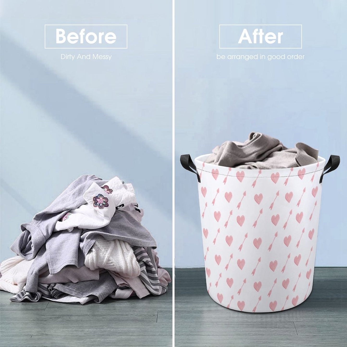 Collapsible Laundry Hamper- Valentine Arrow Hearts