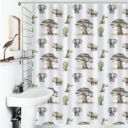 Lightweight Shower Curtain-Watercolor Safari