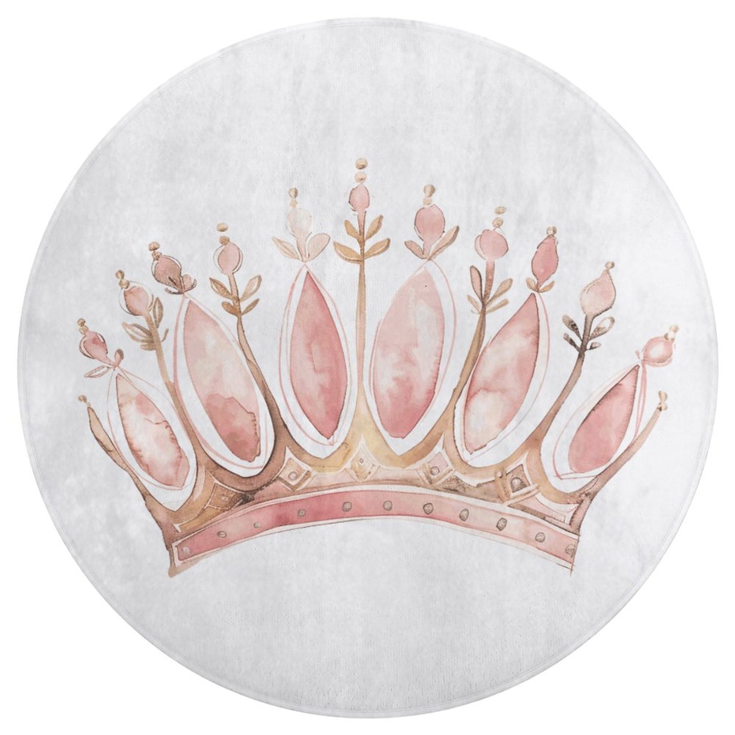 Round Bath Mat- Watercolor Princess Crown