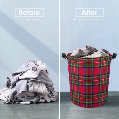 Collapsible Laundry Hamper- Red Tartan Holiday Plaid