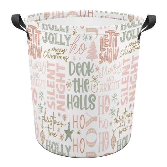 Collapsible Laundry Hamper- Christmas Phrases