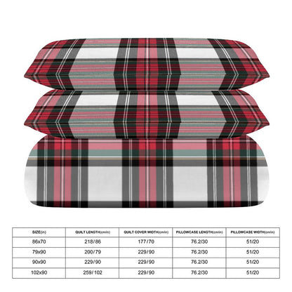 Christmas Tartan Plaid 3-Piece Bedding Set-86"×70" Twin Duvet Cover Set