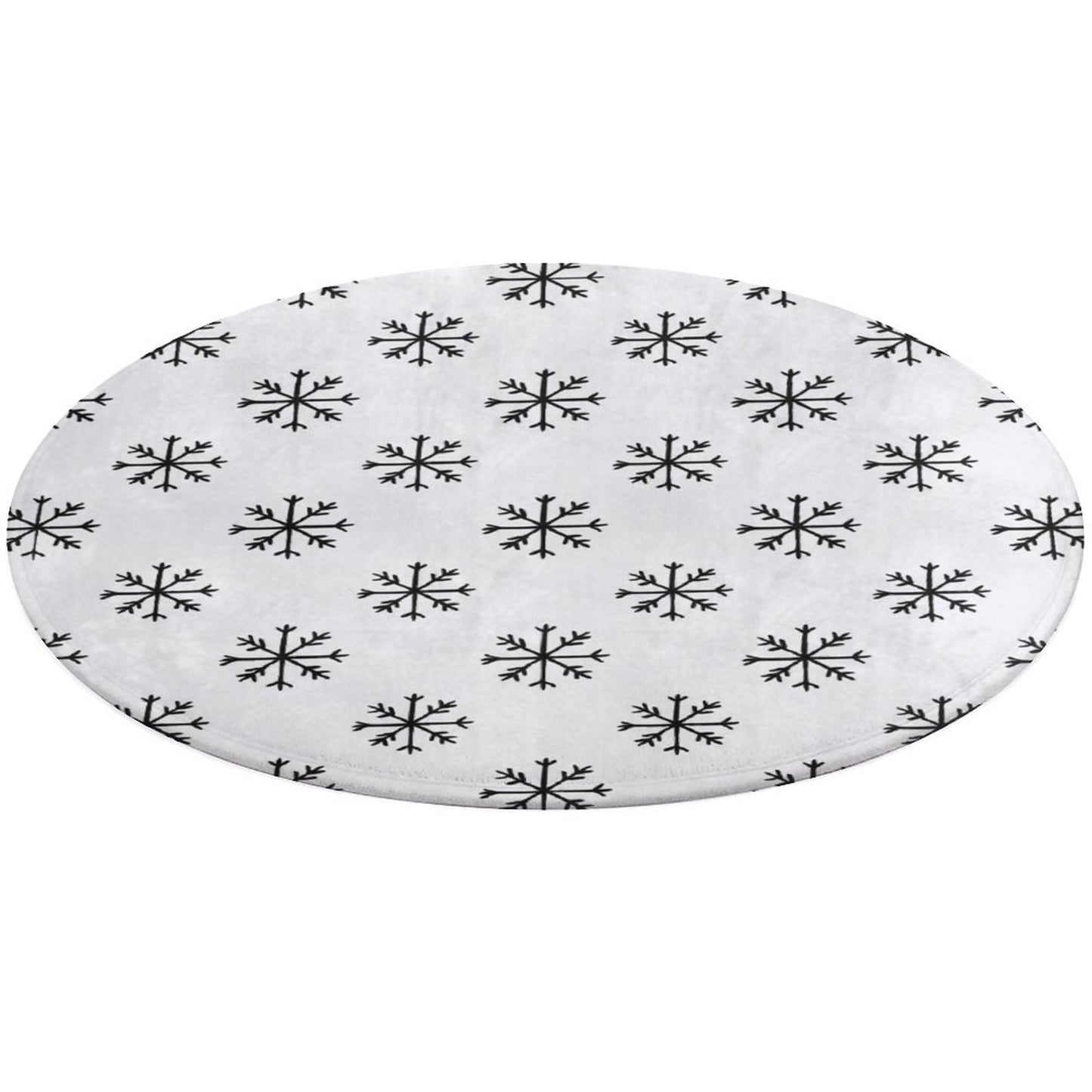 Round Plush Bath Mat- Sophisticated Snowflake