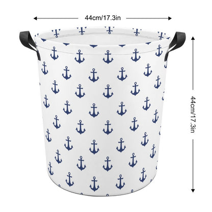 Collapsible Laundry Hamper- Nautical Navy Anchors