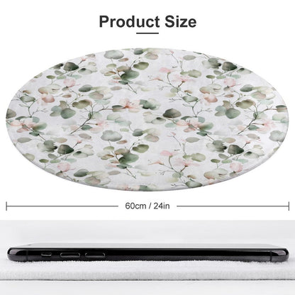 Round Plush Bath Mat- Elegant Eucalyptus Floral