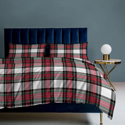 Christmas Tartan Plaid 3-Piece Bedding Set-102"x90" King Duvet Cover Set