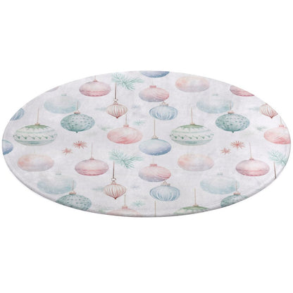 Round Plush Bath Mat- Pastel Ornaments