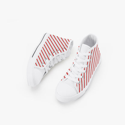 Unisex Candy Cane Stripes  Kid’s High-Top Canvas Shoes