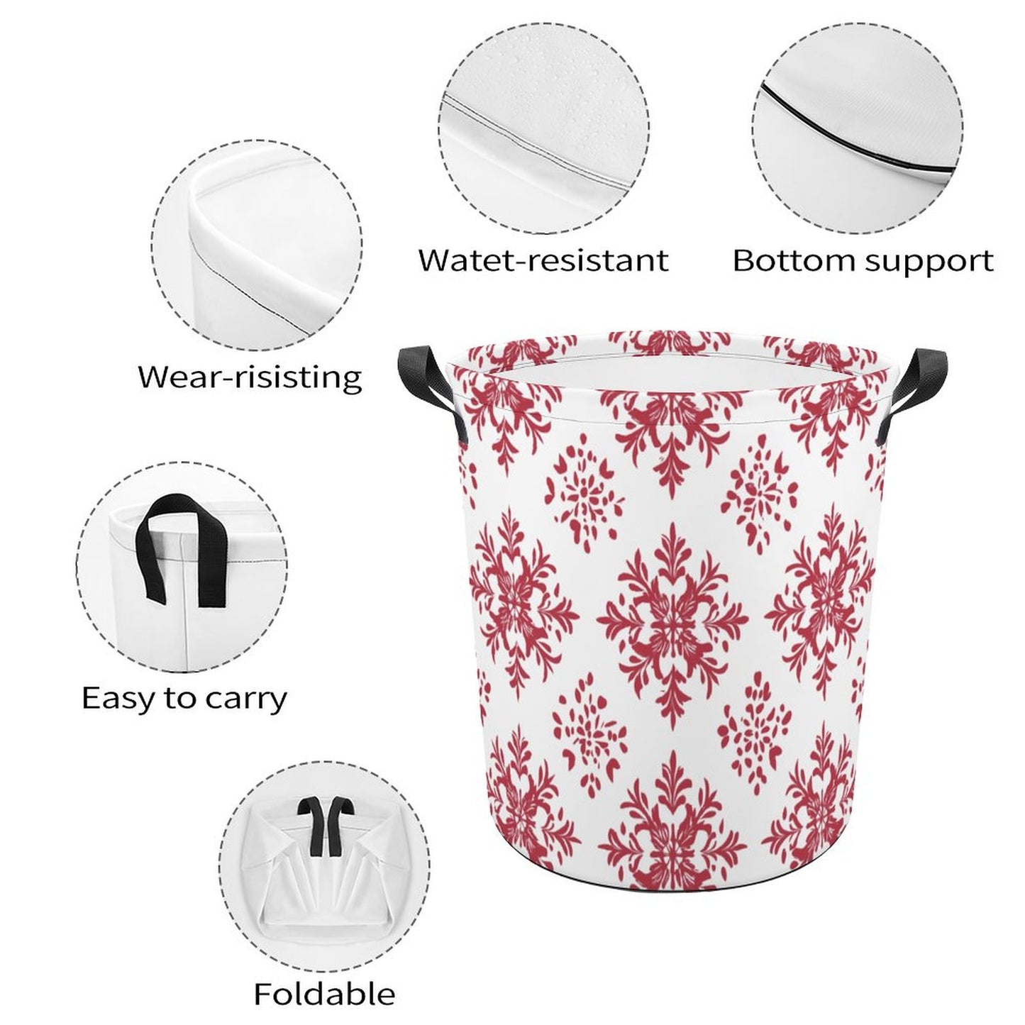 Collapsible Laundry Hamper- Elegant Snowflakes