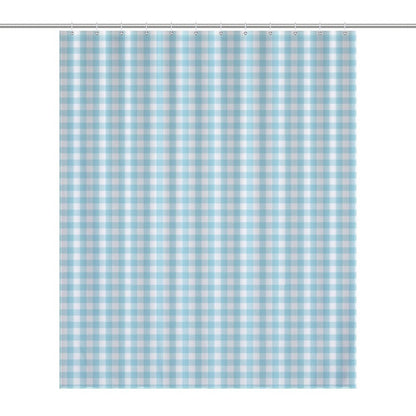 Lightweight Shower Curtain- Spring Gingham Aqua