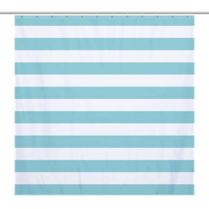 Lightweight Shower Curtain- Aqua Nautical Stripes