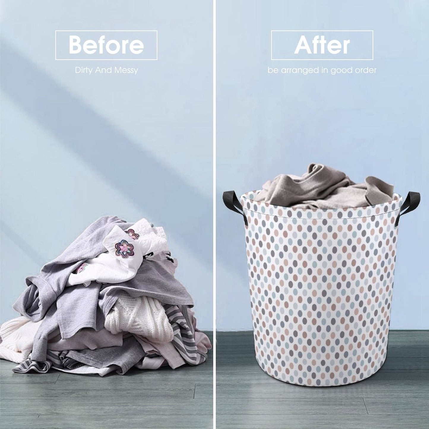 Collapsible Laundry Hamper- Neutral Dots