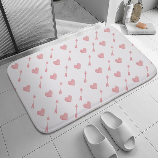 Plush Bath Mat- Valentine Arrow Hearts